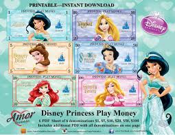Play Money Disney Princesses Great For Party Favor Bags Monopoly Money Teaching Child The Value Of Mon Disney Money Play Money Disney Princess Party Games