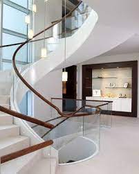 Spiraling Staircase In Glass With Wood Banister Different And Gorg Freestanding Staircase Modern Staircase Staircase Design Modern Staircase Glass Stairs