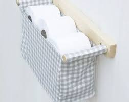 Wall Hanging Organizer With 1 Bin Beige Colour Linen Cotton And Embroidered Dandelion In The Right Corner Toilet Paper Bathroom Storage Toilet Storage