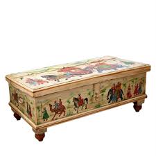 Solid wood coffee table rustic grey furniture large storage small chest 6 drawers vintage industrial style side living room antique cabinet. Large Hand Painted Storage Hope Chest Wood Coffee Table