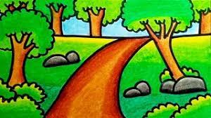 How to draw spooky trees art tutorial for beginners. How To Draw Forest Scenery Simple For Kids Drawing Forest Scenery For Kids Step By Step Youtube