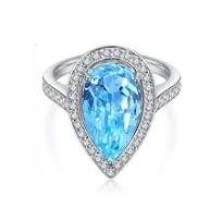 Tear of Ocean 5 Ct Pear Cut Lab Paraiba Halo Engagement Ring