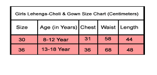 kids size chart