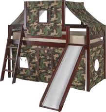 Camo Cabin Cherry Loft Bed W Slide And Tent Loft Bed Bunk Beds Bedroom Furniture Stores