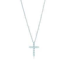 Pave ghsi diamond cross pendant. Platinum And Diamond Cross Pendant Necklace Tiffany Co