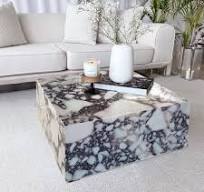 TCSC | Calacatta Viola Marble Rectangular Prism Block Design Coffee Table (W)24' (L)24' (H)12'