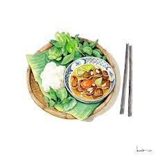 bun chả grilled pork with rice noodles is one of the oldest dishes in hanoi city the pork is carefully marinated grilled over food artwork food drawing food
