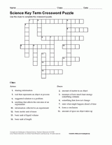 The book you gave me; Science Key Term Crossword Puzzle Printable 6th 12th Grade Teachervision