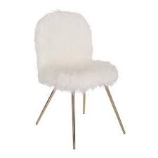 Osp Home Furnishings Julia White Fur Chair With Gold Legs Jla F42 The Home Depot White Fur Chair Fur Chair White Accent Chair