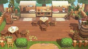 Acnh Designs Layouts On Instagram An Earthy Coffee Shop Cafe Area Qotd Whats Your Go To Starb Animal Crossing Cafe Animal Crossing Coffee Animal Crossing