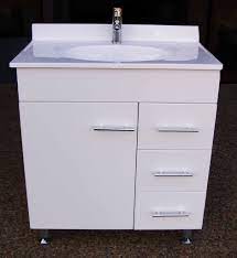 Now we have bathroom suites with wall hung vanity units, electronic basin taps, wall mounted heated towel racks, smart mirrors, bluetooth shower speakers and so much more! Daedalus Wpl750r 750mm Polyurethane Bathroom Vanity Unit With Australian Made Acrylic Basin On Legs Sydney Bathroom Supply