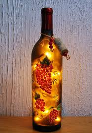 Wine Bottle Light Grapes Kitchen Decor Tuscan Nightlight Etsy Grape Kitchen Decor Grape Decor Lighted Wine Bottles