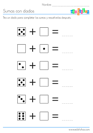 Sumas para trabajar en segundo ciclo de primaria y en infantil mediante aplicaciones interactivas. Sumas Con Dados Cuadernos Para Ninos