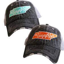 Distressed Trucker Hat Tennessee Custom Trucker Cap Trucker Hat Baseball Cap Embroidered Ball Cap By Ma Tennessee Girls Trucker Hat Funny Trucker Hat