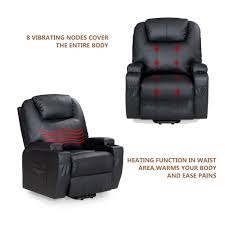 Power Lift Recliner Sofa Chair With Massage And Heating Luxurious Bonded Leather Lounge Living Room Chair Black Walmart Com Leather Lounge Bonded Leather Lift Recliners