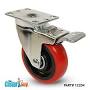 4 in. Red Polyurethane And Steel Swivel Plate Caster With Locking Brake And 250 Lbs. Load Rating from thecasterguy.com