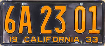 Black And Yellow California License Plate 1933 California License Plate License Plate License Plate Art Custom Metal Signs