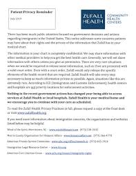 Important Information Regarding Patient Privacy At Zufall Health
