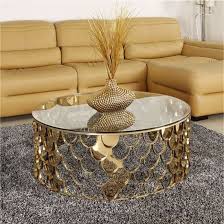 See the detailed gallery here. China Round Coffee Table Sofa End Table Living Room Side Table Modern Luxury Furniture Tempered Glass Table Top And Gold Stainless Steel Frame Coffee Tables China Living Room Furniture Outdoor Furniture