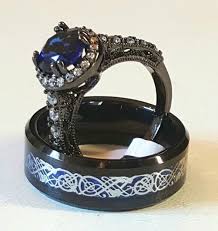 Black And Blue Wedding Rings For Her Sz 6 13 New 2016 Dramatic Black Tungsten Carbide With Blue Celtic Dragon Inlay Women S Wedding Ring Black Gold Filled With Sapphire Blue Cz Multiple Sizes Wed Black Gold Ring