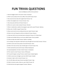 A lot of individuals admittedly had a hard t. 127 Best Fun Trivia Questions And Answers That Will Entertain Anyone