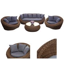 Taraval sofa collection contemporary living room chicago. 4 1 1 Poly Rattan Garnitur Hwc F88 Lounge Set Sofa Halbrundes Rattan Alu Gestell Oval Braun Kissen Dunkelgrau Von Heute Wohnen