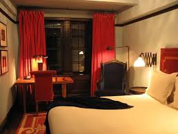 Nyc Boutique Hotel Room Eclectic Bedroom Red Curtains Bedroom Simple Bedroom Design