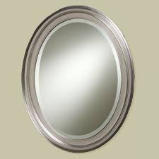 3/4 (19 mm) diameter for 1/4 (6 mm) mirror available in 3 finishes supplied with wood screws and anchors crl round metal mirror clips have a unique design for 1/4 inch (6 millimeter) mirror. Loree Brushed Nickel Finish Oval Wall Mirror From Howard Elliott