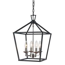 Bel Air Lighting Lacey 4 Light Black And Brushed Nickel Pendant 10264 Bk Bn The Home Depot Pendant Lighting Lantern Pendant Bel Air Lighting