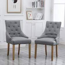 Dining room chairs by ashley furniture homestore. Buy Homesailing 4 Comfy Armchairs Dining Room Chairs With Arms Only Grey Fabric Upholstered Kitchen Chairs High Back Button Tufted Padded Side Chairs For Living Room Wood Oak Legs Chairs Gray Set