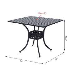 Patio table with umbrella hole canada. Outsunny 36 X 36 Square Metal Outdoor Patio Bistro Table With Umbrella Hole Black Aosom