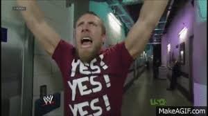 Wwe wrestler daniel bryan puts his hands in the air and chants yes! during a wrestling match. Daniel Bryan Yes Yes Yes On Make A Gif
