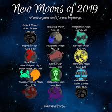 New Moons Of 2019 New Moon Astrology Moon Calendar
