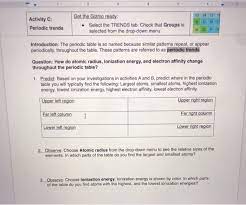 The periodic table is so named because similar patterns repeat, or appear periodically, throughout the table. Solved 3 5 Get The Gizmo Ready 13 14 15 16 Activity C C Chegg Com