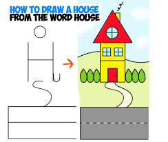Lines need to be neat and orderly, if one wants to draw something that looks like it is standing straight and tall. How To Draw A Cartoon House From The Word House An Easy Word Cartoon Tutorial For Kids How To Draw Step By Step Drawing Tutorials