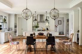 Richmond Big Sur Dining Table Room Farmhouse With Printed Fabric Chandeliers Kitchen