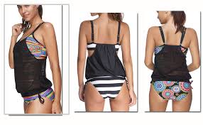 Maillot de bain 2 pièces femme. Panozon Bikini Maillot De Bain 2 Pieces Tankini A Rayures Femme Design Unique Femme Vetements