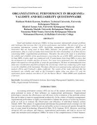 Khairul azman mohamed, mempunyai ketinggian 1.85 m dan merupakan. Pdf Organizational Performance In Iraqi Smes Validity And Reliability Questionnaire