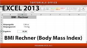 Bmi steht für body mass index. Eigener Bmi Rechner Body Mass Index Excel Toptorials