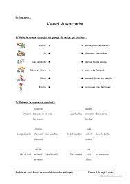 l accord sujet verbe poemes francais verbe exercice ce2