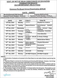 Cbse Date Sheet 2020 For Class 10 12 Pre Board Exams Of Delhi Announced Note These Dates Aglasem News