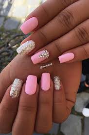 Light pink nails with ombre golden glitter. 20 Pink Nail Designs Pink Nail Designs Light Pink Nails Light Pink Nail Designs