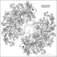 Ornate sagittarius zodiac coloring page. Hand Drawn Pattern For Coloring Book Zodiac Pisces