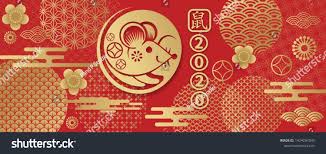 2020 Chinese New Year Greeting Card Year Of The Rat Golden And Red Ornament Flat Style De Chinese New Year Greeting New Year Greeting Cards Chinese New Year