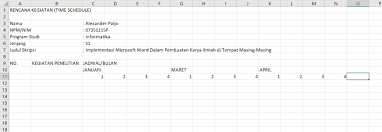 Membuat Lembar Rencana Kegiatan Time Schedule Penelitian Skripsi Menggunakan Excel Tutup Kurung