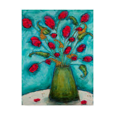 Browse upcoming and past auction lots by vanessa bell. Ebern Designs Flowers In Green Vase By Marabeth Quin Wrapped Canvas Print Wayfair