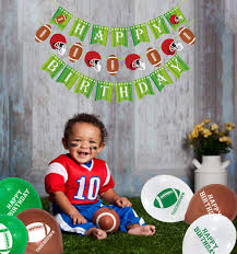 If your guests are older, you might want to limit the colors and use simpler decorations for something. Football Themed Happy Birthday Balloons And Bunting Garland Decorations Sports Theme Party Supplies Football Birthday Banner And Balloons Set Toys Games Party Supplies Innovatordiaries Com