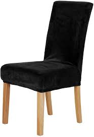 Deconovo Luxury Soft Velvet Stretch Dining Chair Covers Short Dining Chair Protector Set Of 4 Black Review Dining Chair Covers Chair Covers Dining Chairs