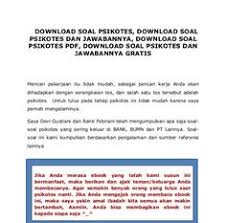 Biasanya psikotes tersebut dilakukan untuk melihat kemampuan dan kecocokan kepribadian pelamar dengan budaya kerja perusahaan. Contoh Soal Psikotes Bank Bca Magang Bakti Berbagai Contoh