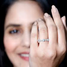 Real Aquamarine and Diamond Half Eternity Ring